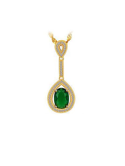 green Copper Alloy 24K Gold Plated Creative Zircon Women Necklace