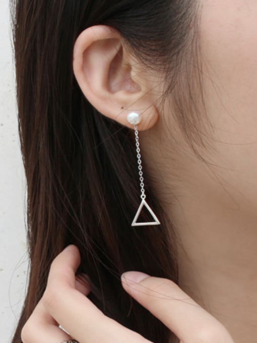 DAKA Fashion Hollow Triangle Artificial Pearl Stud Earrings 1