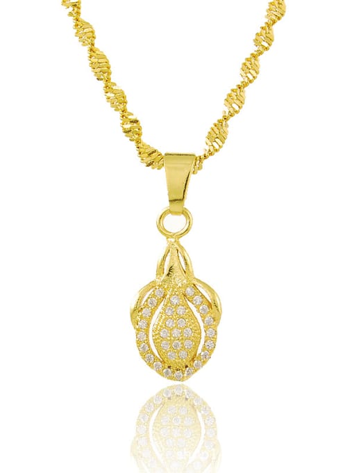 Yi Heng Da Shimmering 24K Gold Plated Rhinestone Geometric Necklace 0