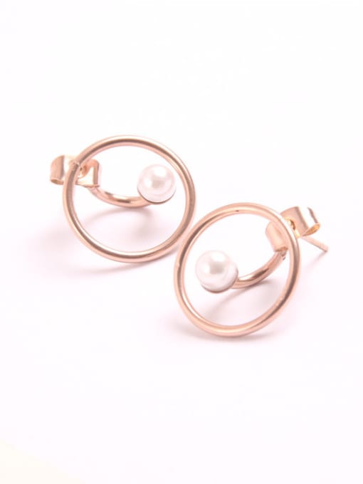 GROSE Rose Gold Plated Shell Pearl Stud Earrings 0