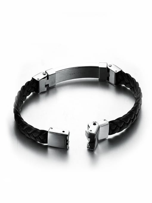 Open Sky Fashion Titanium Artificial Leather Men Bracelet 2