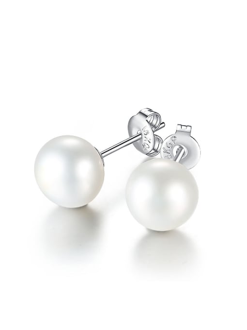 RANSSI Simple Little Artificial Pearl Copper Stud Earrings