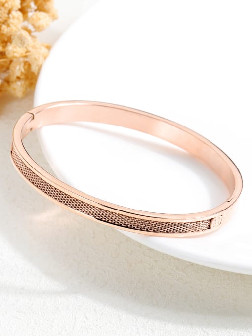 Open Sky Stainless Steel With Rose Gold Plated Simplistic Round with love words Bangles 1
