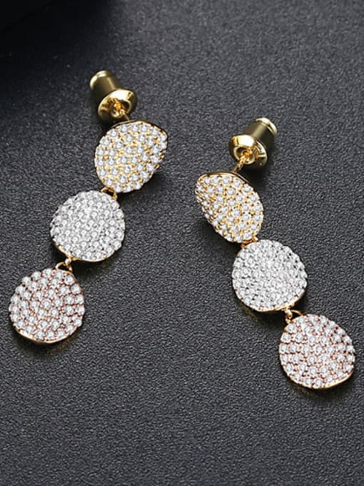 18K Copper inlaid AAA zircon Round Earrings