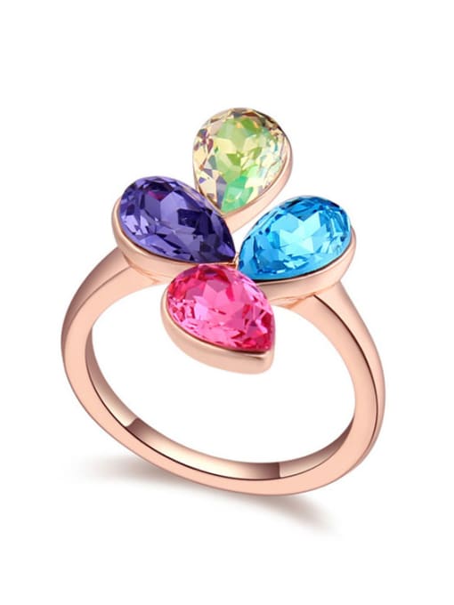 multi-color Fashion Colorful Water Drop austrian Crystals Alloy Ring