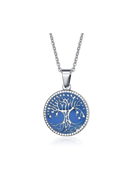 Blue Fresh Tree Shaped Glue Stainless Steel Pendant