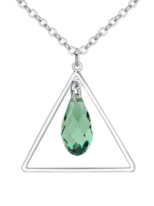 Green Simple Hollow Triangle Water Drop austrian Crystal Alloy Necklace