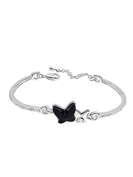 Black Simple Double Butterfly austrian Crystals Alloy Bracelet