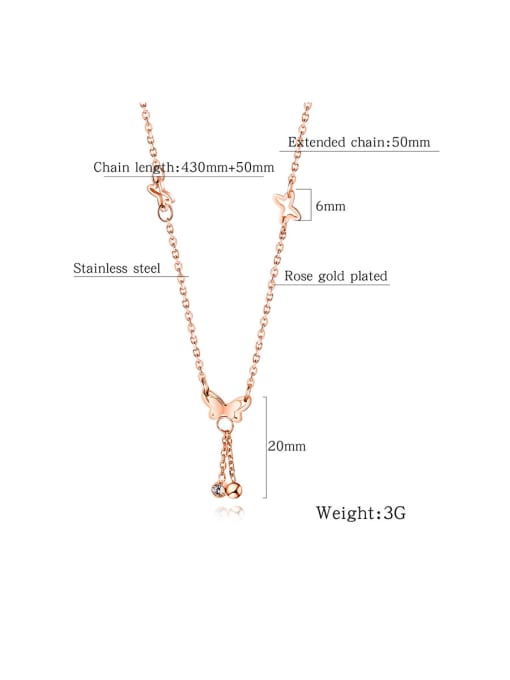 Open Sky Stainless Steel With Rose Gold Plated Simplistic Butterfly Necklaces 3