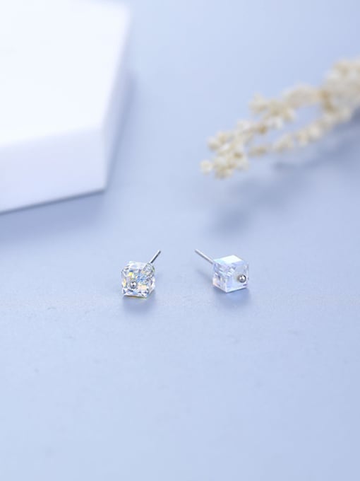 One Silver Fresh Square Shaped Zircon stud Earring 0