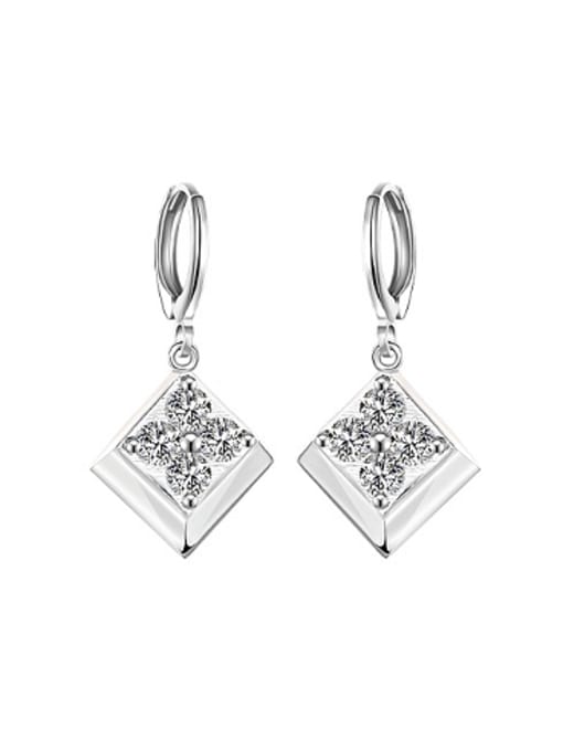 OUXI Fashion Zircon Solid Rhombus Earrings 0