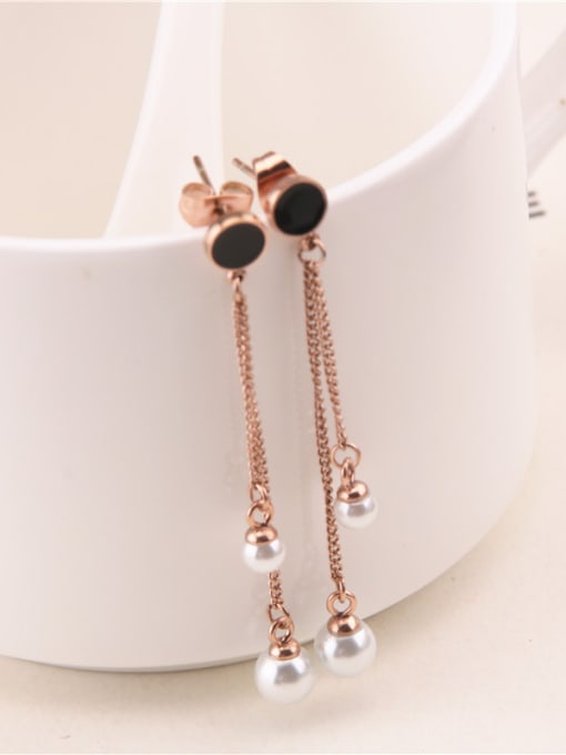 GROSE Artificial Pearls Titanium Tassel Earrings 1