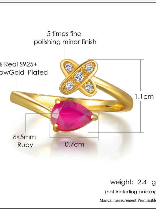 ZK Natural Ruby Cross Noble Opening Ring 4