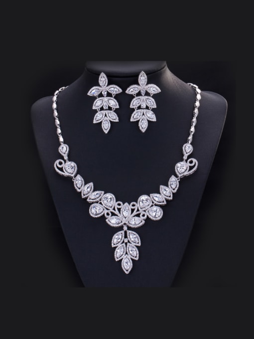 L.WIN Fashionable Leaf-shape Two Pieces Jewelry Set 0