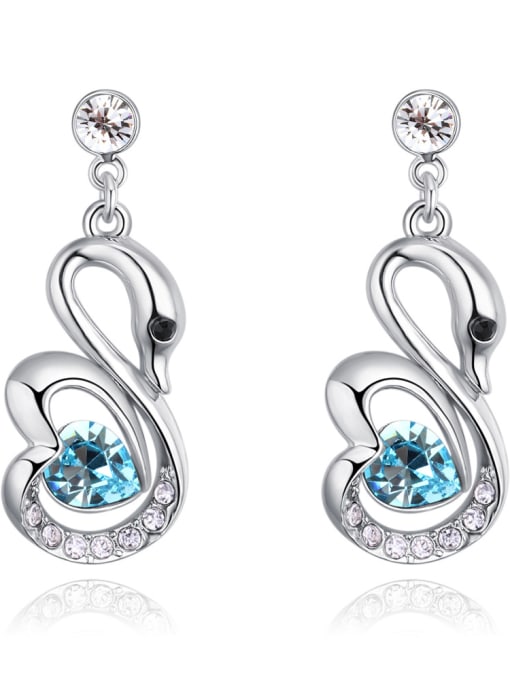 blue Fashion Swan Heart austrian Crystal Alloy Earrings