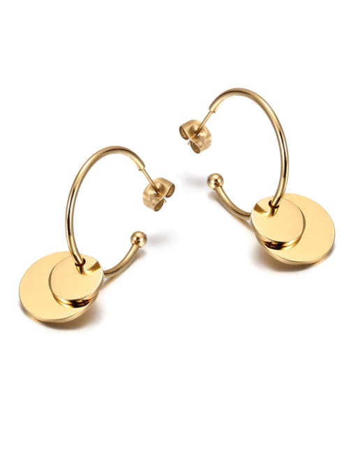 JINDING European And American Creative Stainless Steel Titanium Sequin Rose Gold hoop earring 0