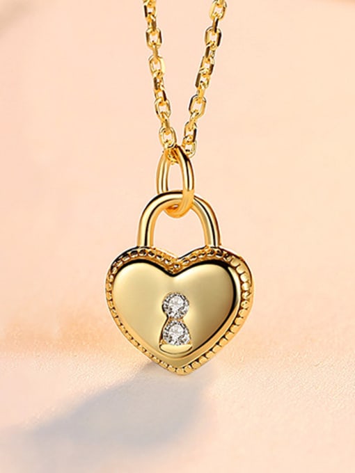 18K-gold 925 Sterling Silver With ed Simplistic Heart Necklaces