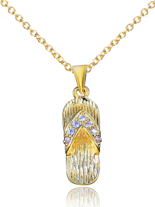 SANTIAGO Personality 18K Gold Plated Shoes Shaped Zircon Necklace 0