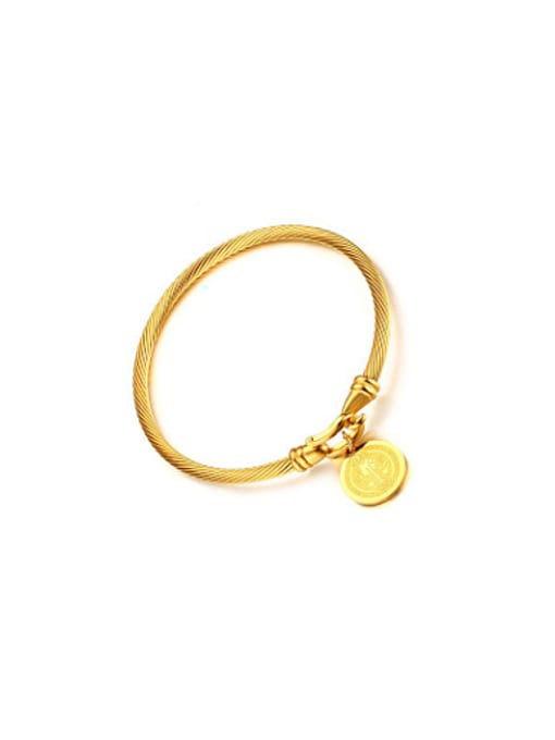 CONG Trendy Gold Plated Round Shaped Titanium Bangle 0