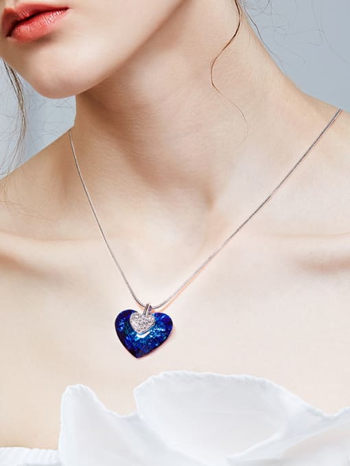 CEIDAI Blue Heart-shaped Crystal Necklace 1