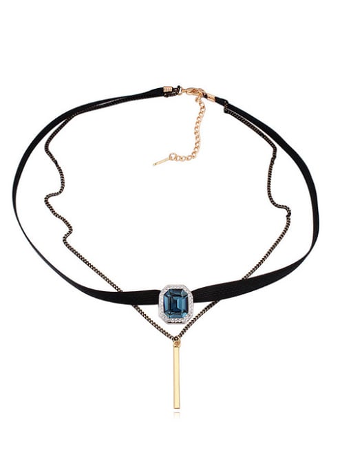 royal blue Fashion Double Chain austrian Crystal Alloy Necklace