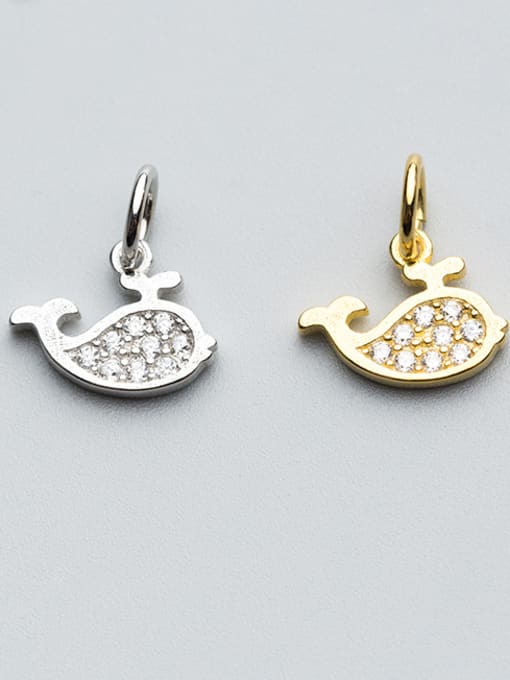 FAN 925 Sterling Silver With 18k Gold Plated Cute fish Charms 0