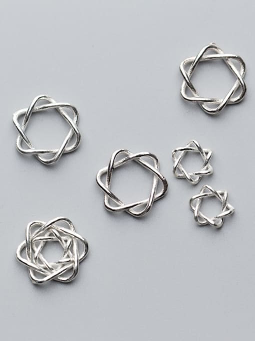 FAN 925 Sterling Silver With Silver Plated Geometric 10MM Hexagonal Star Charms 1