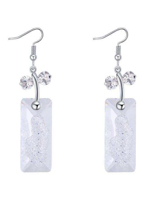 2 Personalized Rectangular austrian Crystals Alloy Earrings