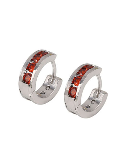 red Copper Alloy White Gold Plated Fashion Zircon Clip clip on earring