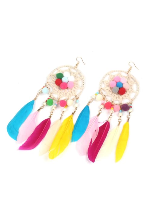 handmade Color Feather Handmade Fashion Drop Earrings 1