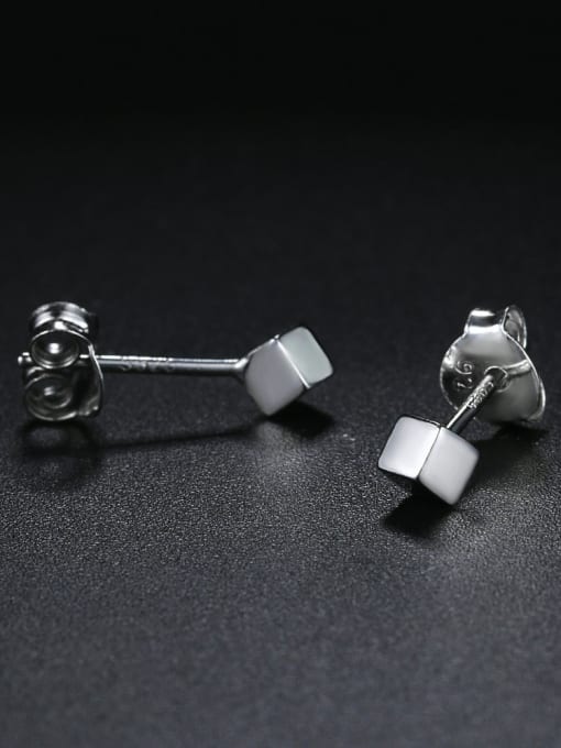 ZK Simple Little Cube 925 Sterling Silver Stud Earrings 1