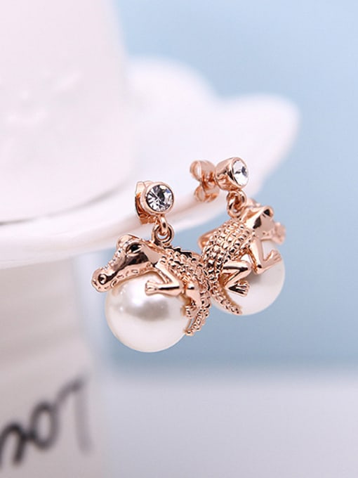 BESTIE Alloy Rose Gold Plated Fashion Artificial Pearl Crocodile Two Pieces Jewelry Set 1