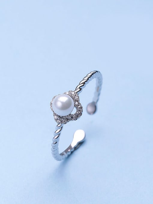 One Silver All-match 925 Silver Pearl Ring 0