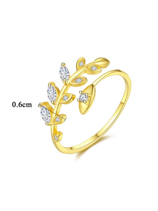 CCUI 925 Sterling Silver With Cubic Zirconia Delicate Leaf Free Size  Rings 4