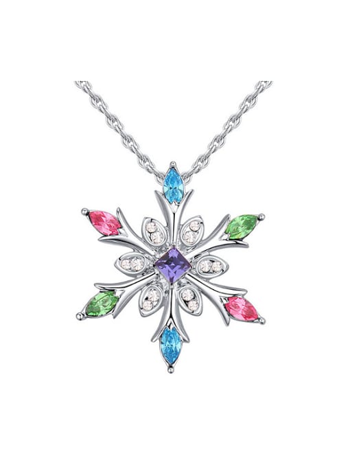 QIANZI Fashion Snowflake Pendant austrian Crystals Alloy Necklace 0