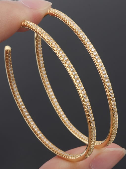 ROSS Copper With  Cubic Zirconia Trendy Round Hoop Earrings 3