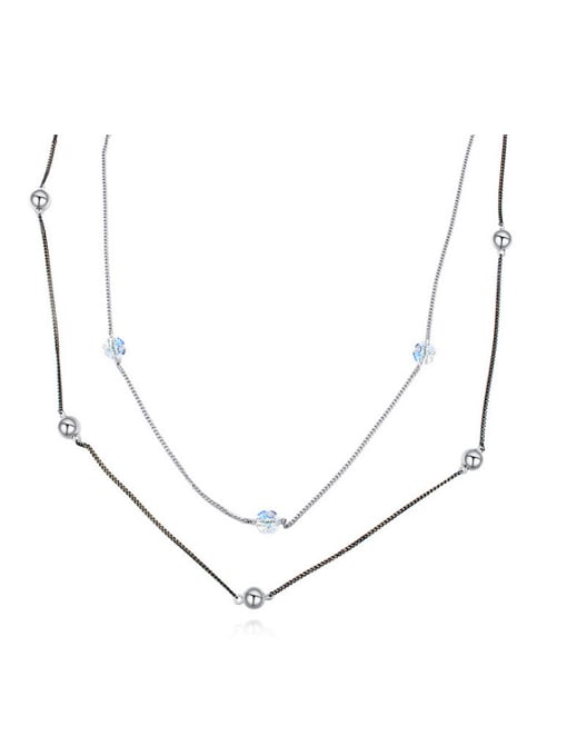 QIANZI Simple Little austrian Crystals Double Layer Alloy Necklace