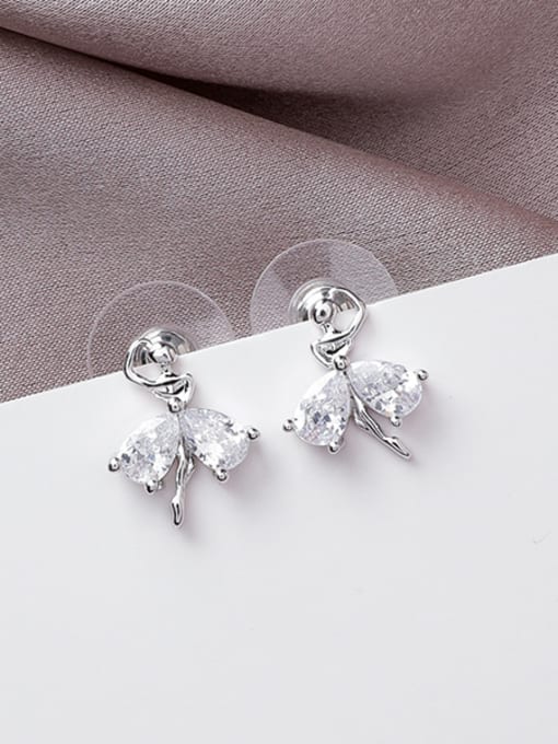 B platinum Alloy With Gold Plated Simplistic Angel Stud Earrings