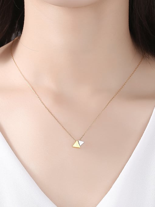 CCUI 925 Sterling Silver with  Glossy  Simplistic Triangle Necklaces 1