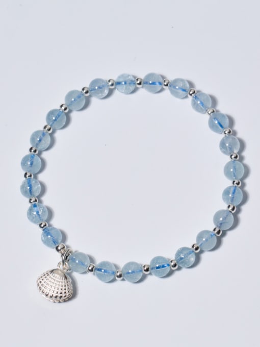blue Fresh Shell Shaped Blue Crystal S925 Silver Bracelet