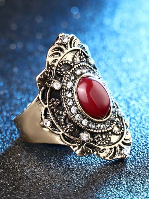 Gujin Ethnic style Oval Besin stone Crystals Alloy Ring 4