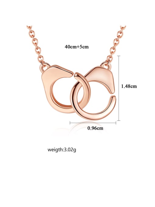 CCUI 925 Sterling Silver With Rose Gold Plated Simplistic Round Interlocking  Necklaces 3