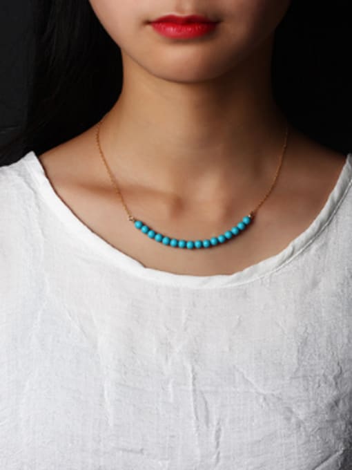 SILVER MI Handmade Fashion Blue Turquoise Necklace 1