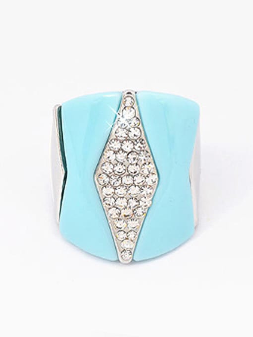 Wei Jia Exaggerated Blue Acrylic Tiny Rhinestones Alloy Ring 0