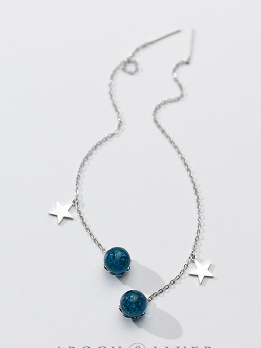 Rosh Blue imitation crystal star sweet short clavicular chain ear thread 3