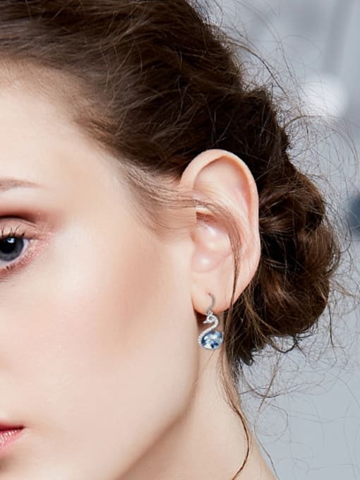 CEIDAI Elegant Tiny Swan Oval austrian Crystal 925 Silver Earrings 1