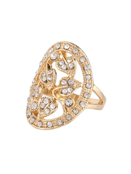 Gujin 18K Gold Plated Hollow White Crystals Alloy Ring 1