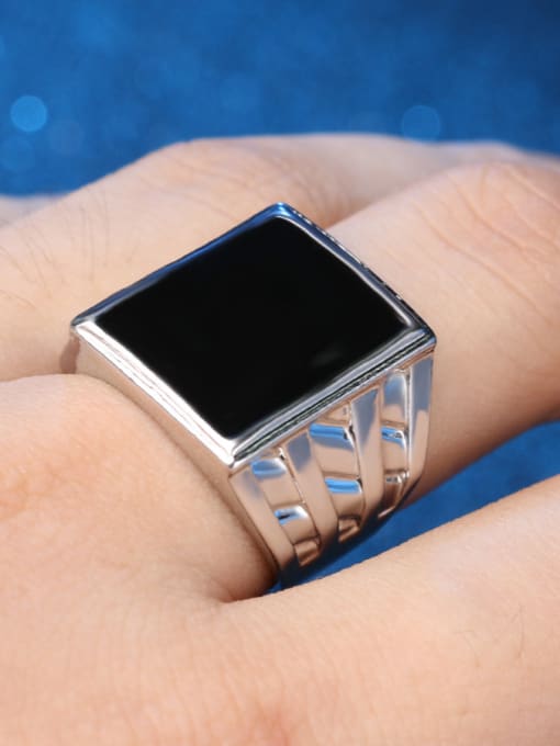 Gujin Retro style Black Enamel Silver Plated Alloy Ring 1