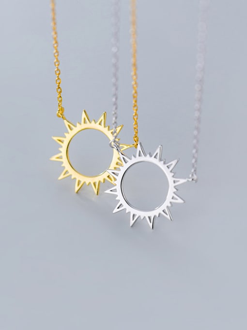 Rosh 925 Sterling Silver With Gold Plated Simplistic  Sun Necklaces 0