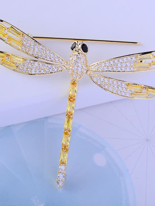 Gold Copper With Cubic Zirconia Cute Insect dragonfly Brooches